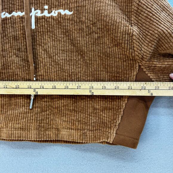 Champion Cropped Hoodie Women's M Brown Reverse Weave Logo Street Gorpcore - Picture 8 of 10